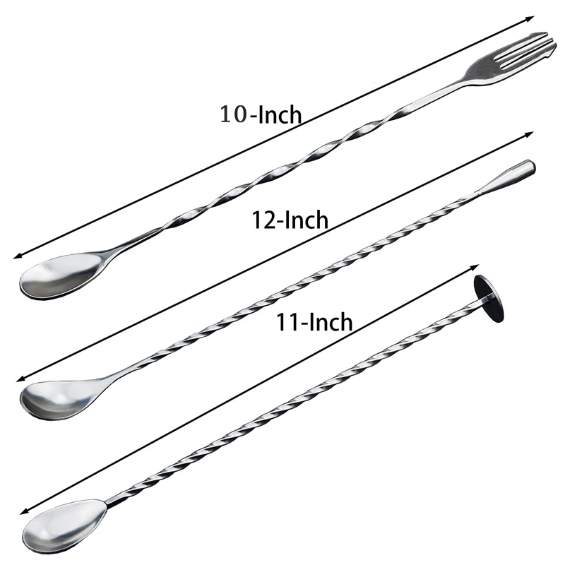 Stainless Steel Bar Cocktail Stirrer Mixing SpoonThread Bar Spoon Cocktail Stirring Bartending BarTool Wine Accessories