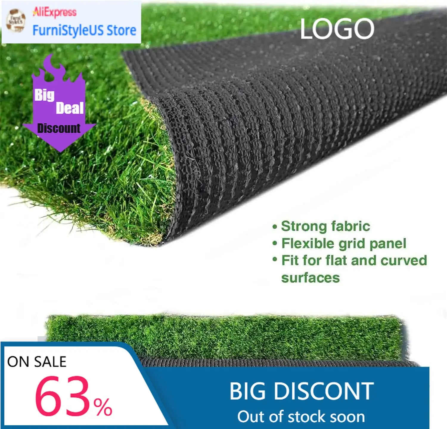 

Built to Last Realistic Deluxe Artificial Grass Synthetic Thick Lawn Turf Carpet (7 FT x 15 FT (105 Square FT))