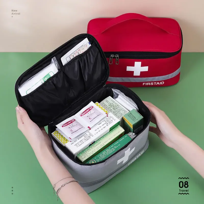 First Aid Bag Empty Emergency Treatments  Bags Multi-Pocket for School Home Office Car Traveling Hiking Trip