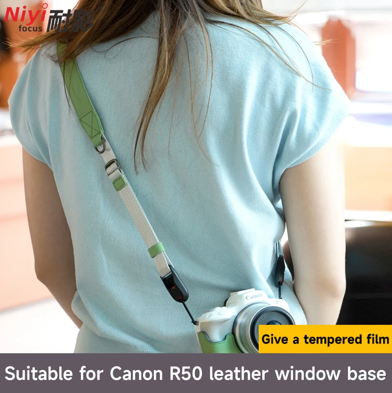 Kameratasche aus echtem Leder für Canon EOS R50 Kamera, Halbkörperabdeckung, untere Batterieöffnung, Canon R50-Zubehör