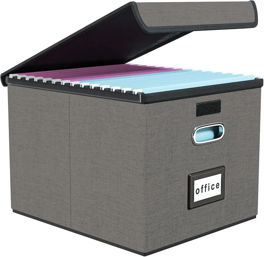 

Portable File Organizer Box with Lid, Stylish Filing Box Organizer Cabinet For Hanging File Folders, Universal Hanging Filing &