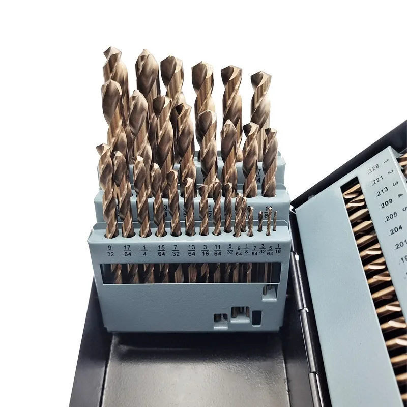 

Cobalt HSS Drill Bit Set Imperial & Letter Sizes Precision Cutting Tools for Metal Wood Plastic Drilling