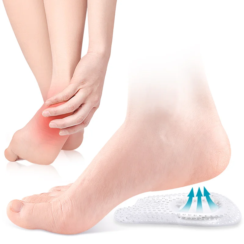 Concave Heel Pad Insoles Non-Slip Particle Design Half-Size Shock Absorption & Massage Soft Support for Walking/Running