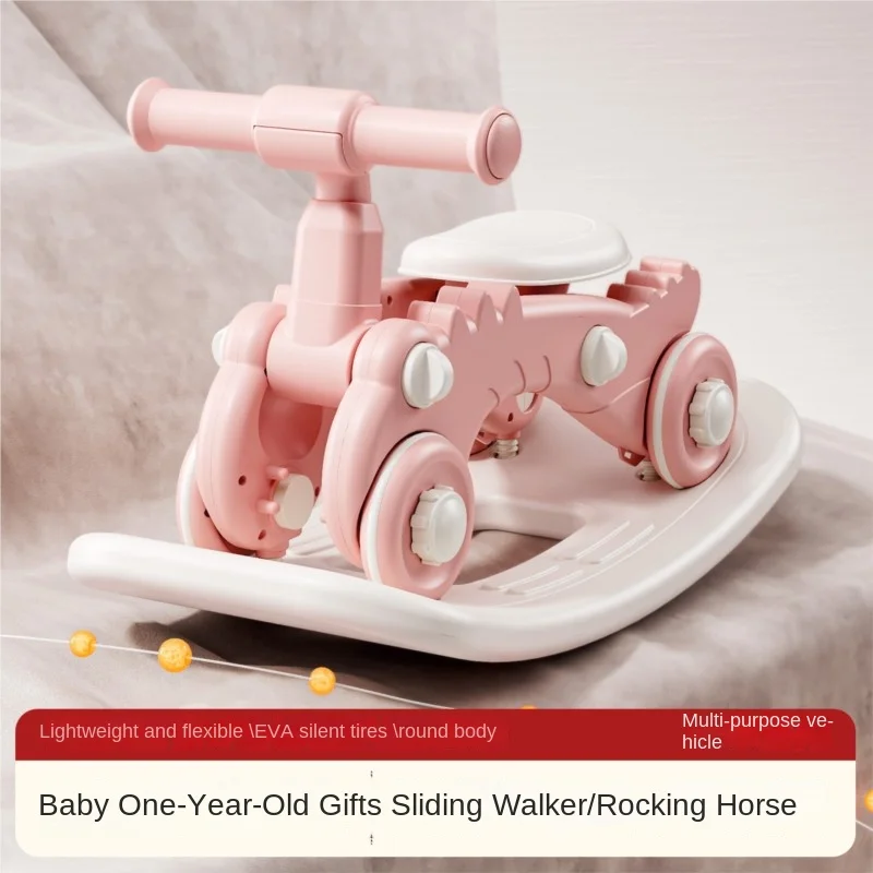 Lazychild Rocking Horse Wooden Horse Children S Rocking Horse Baby S Yo Yo Car Two In One Baby S First Birthday Gift Toy Rocking