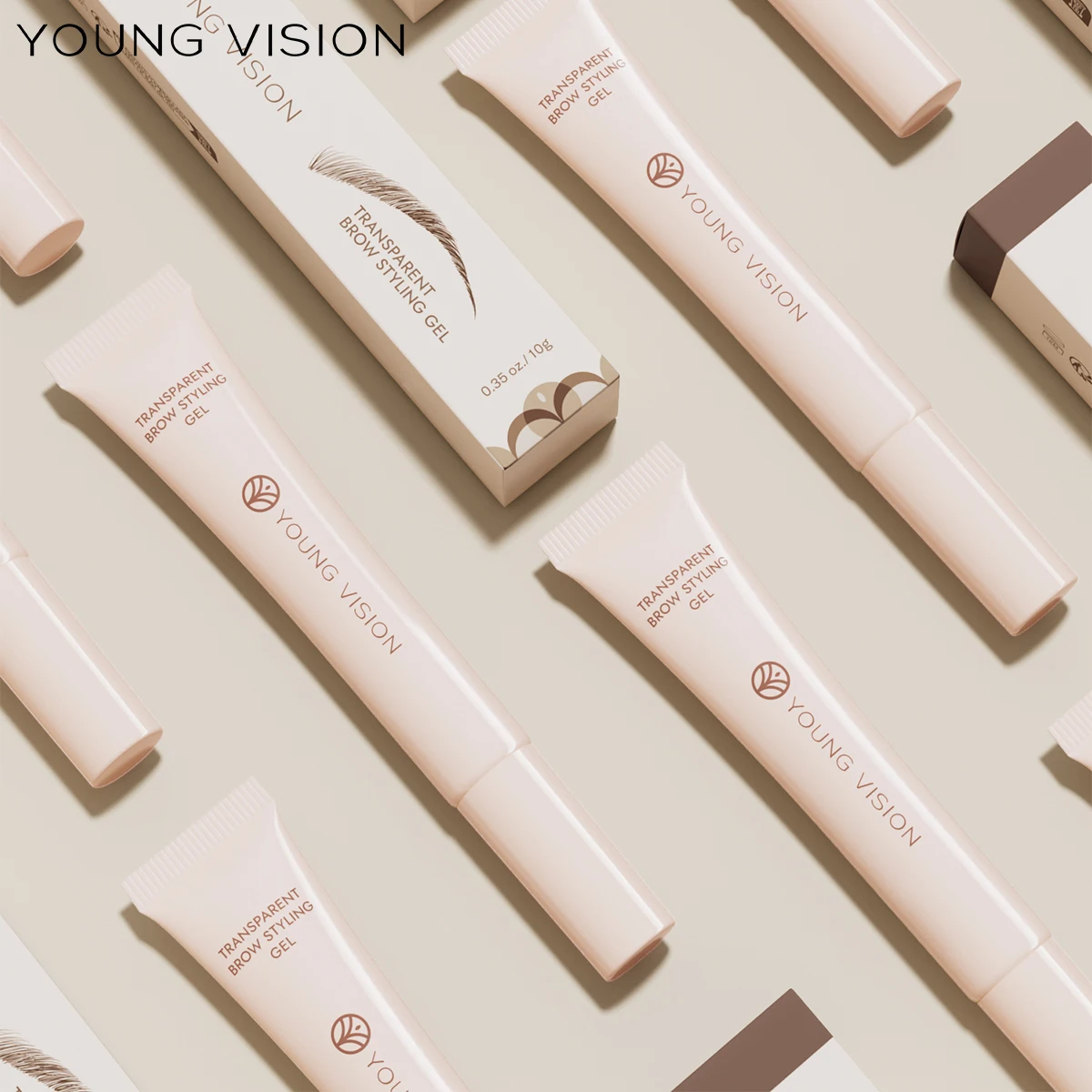 YOUNG VISION Gel à sourcils transparent avec tête de brosse intégrée pour un coiffage durable et un gel à sourcils fin