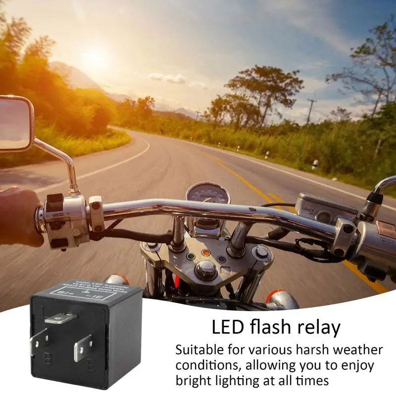 Flasher Relay Adjustable 3 Pin Motorcycle Indicator LED Flasher Blinker 12V Turn Signal Light Blinker Waterproof Convenient