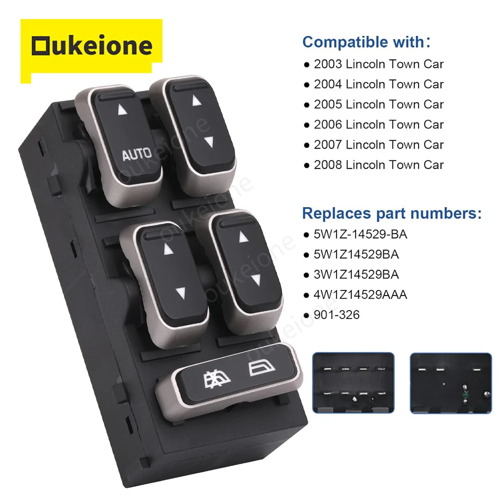 

For Lincoln Town Car 2003 2004 2005 2006 2007 2008 Electric Master Power Window Control Switch Lifter Button Car Accessories