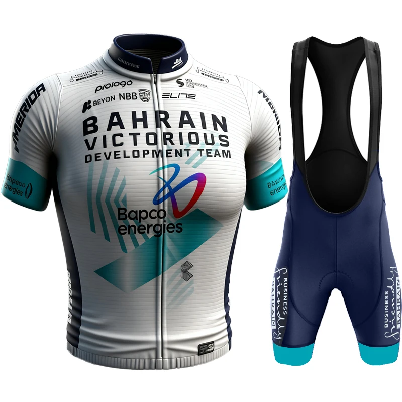 Road Bike Mens Cycling Clothes Bahrain Victorious Development Team Mountain Clothing Man Short Sets Laser Cut Uniform Shorts Men