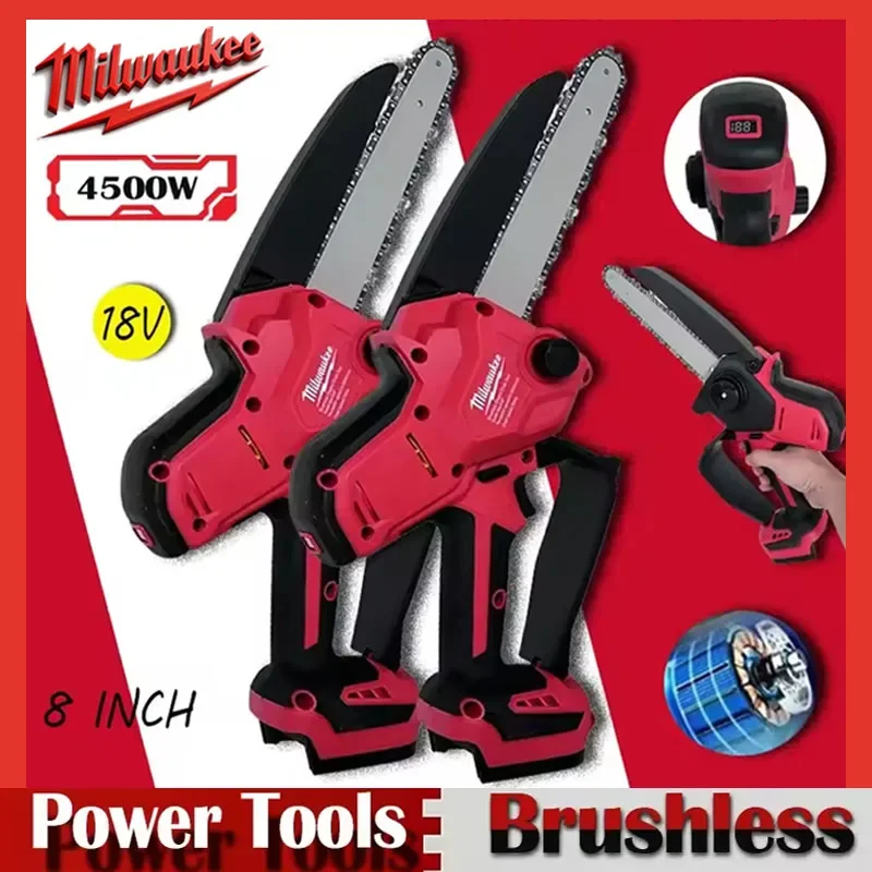 

Milwaukee 8-Inch High-Power Brushless Electric Chainsaw with Auto Oiler Wood Pruning And Cutting Power Tool for 18V Battery