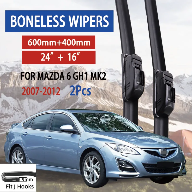 For Mazda 6 GH1 MK2  2007-2012 Car Wiper U-type Soft Rubber Boneless Wiper HD Quiet Durable Automotive Wiper 24\