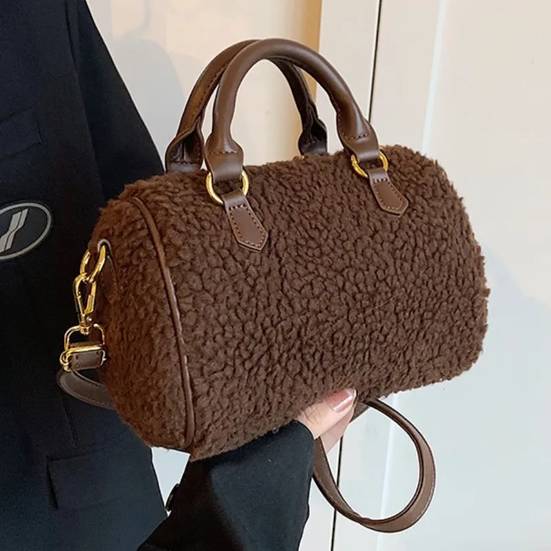 

Корейский стиль, сумка-подушка из овечьей шерсти, женская мягкая легкая сумка на плечо большой вместимости, женская модная повседневная сумка через плечо, новинка