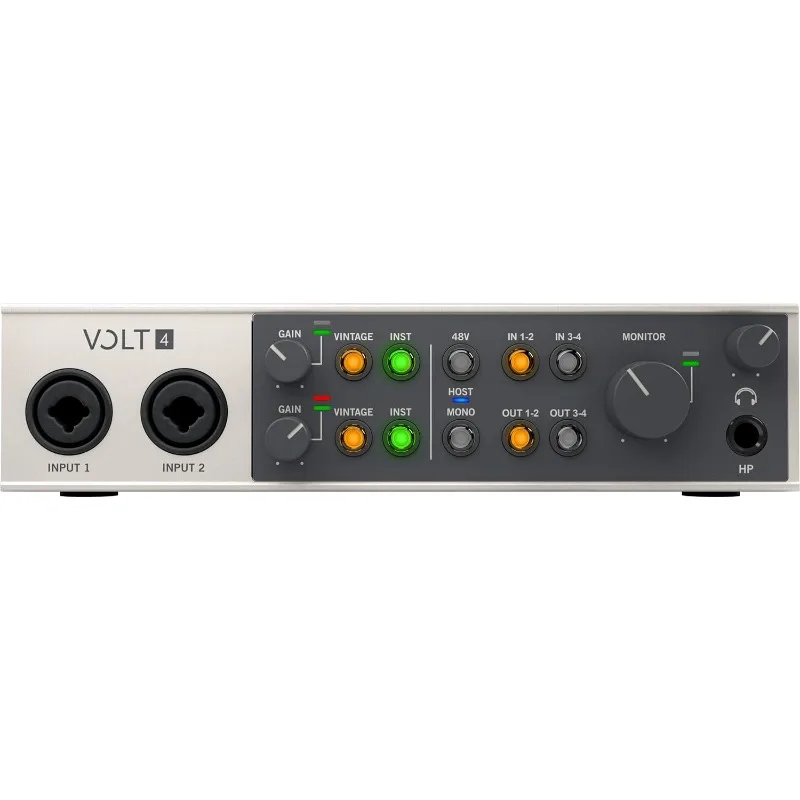 UA Volt 4 USB Audio Interface for recording, podcasting, and streaming with essential audio software, including in UAD plug-ins