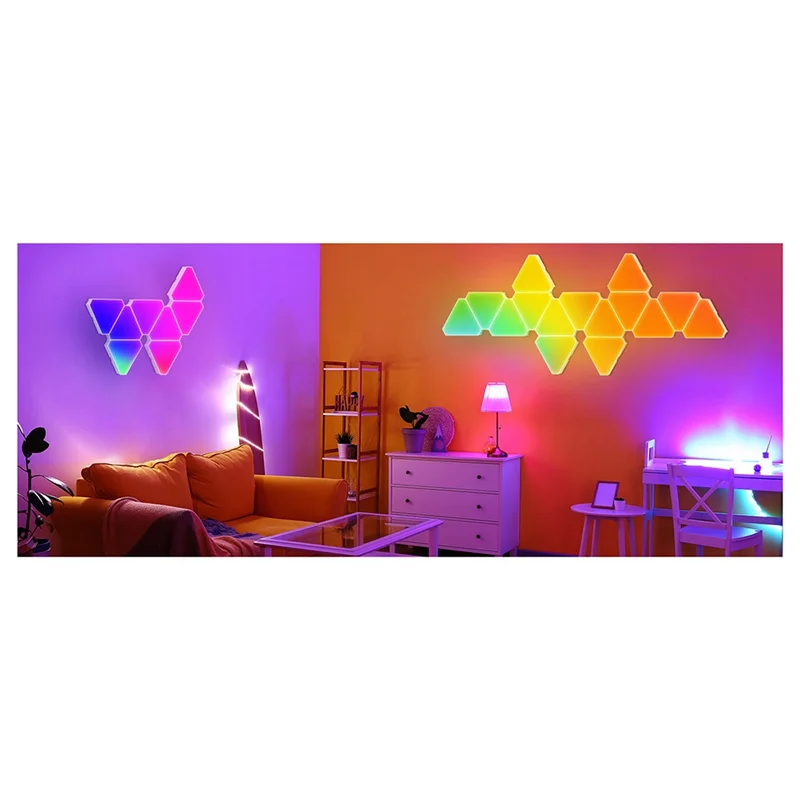 Smart RGB DIY LED Atmosphere Lights Triangle Wall Light APP Music Sync Game Room TV (Bluetooth)