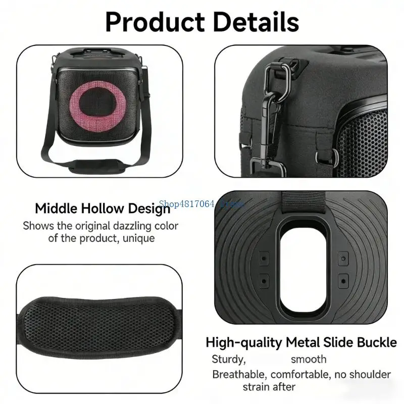 T3LB Speaker Protective Case 300D Nylon Unique Hollowed Cut Out Pattern and Comfortable Shoulder Strap for PB 2