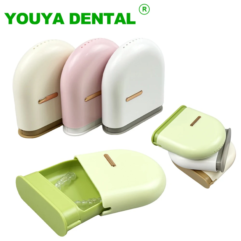 

Portable Mouth Guard Box Retainer Case Denture Tray Box Protective Case Vent Holes False Teeth Storage Box Oral Hygiene Supplies