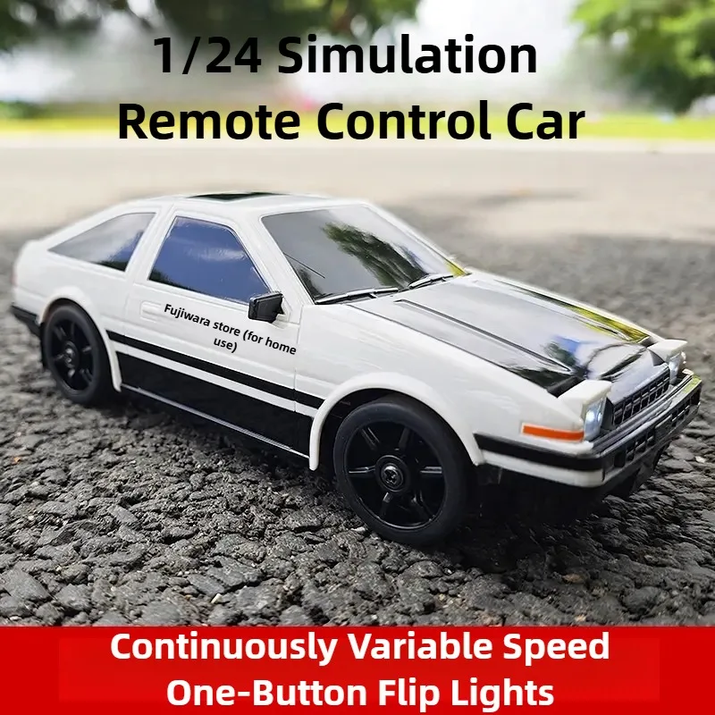 Escala 1/24 4WD RC Drift Car Brinquedo modelo de corrida de controle remoto profissional com corpo de simulação sem fio 2.4G para adultos