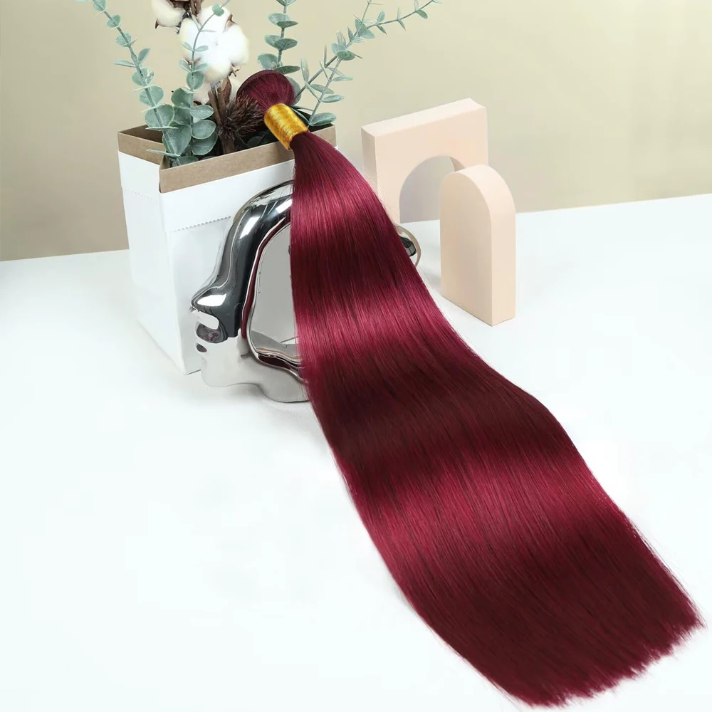 

99J бордовые прямые пучки человеческих волос, бразильские наращивания волос, плетение волос Remy, 3 пучка, цветные наращивания волос