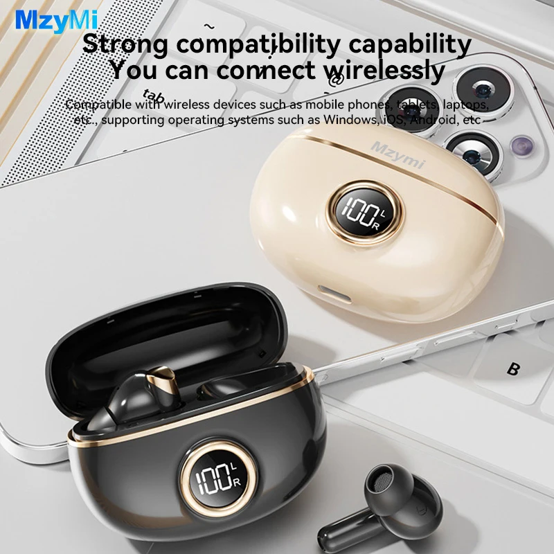 MZYMI Bluetooth5.4 Наушники M85 TWS Беспроводные наушники Спортивная игровая гарнитура Светодиодный дисплей Водонепроницаемые наушники-вкладыши с микрофоном