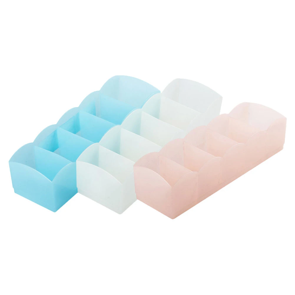 

3Pcs Durable Plastic Underwear Storage Containers Stackable Closet Organizers For Socks And Undergarments 3Colors