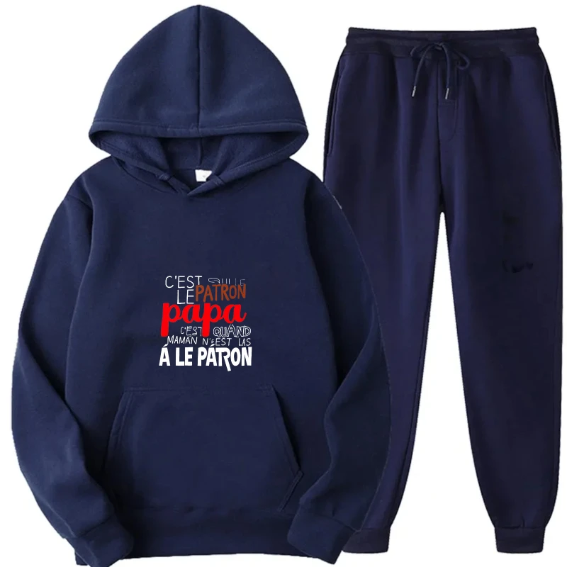 طقم هوديي أزرق كحلي Je M'en Fous أنا أتحدث كاتالونية مطبوعة البلوز والركض لباس غير رسمي للرجال والنساء #4