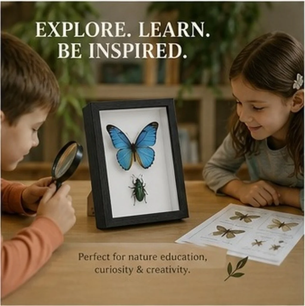 Wooden Butterfly Display Frame 3D Shadow Box for Real Butterfly Specimens Artistic Educational Decor Ideal Gift for Entomology