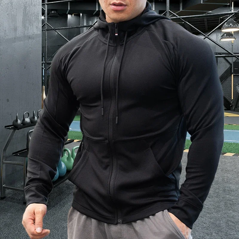 Sudaderas con capucha deportivas de alta calidad para hombre, chaqueta de marca superior para Fitness, gimnasio, correr, trotar, ropa deportiva,