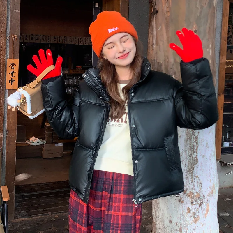 Parkas Women Short Coats Stand Collar Zipper Jackets Thick Warm Y2k Streetwear Elegant Jacket Work Coat Autumn Winter 2025