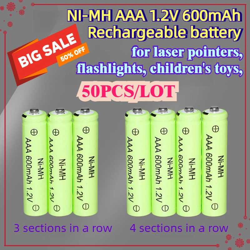 

50PCS 1.2V 600mAh AAA Remote Control Toy Rechargeable NI-MH Rechargeable Battery