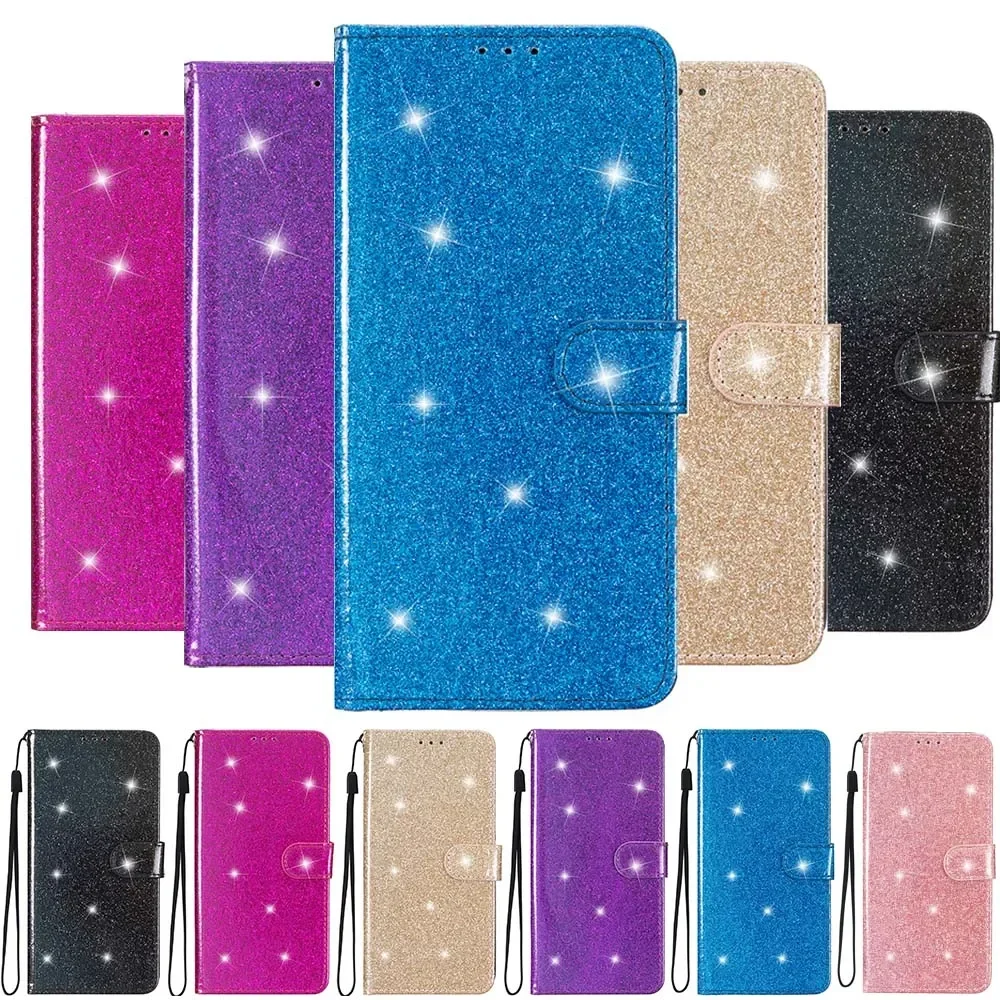 Wallet Flip Cover For Samsung Galaxy S24 Ultra S23 FE S22 S21 Plus S20 S10E S10 S9 S8 S7 Edge Bling Flash Leather Protect Case