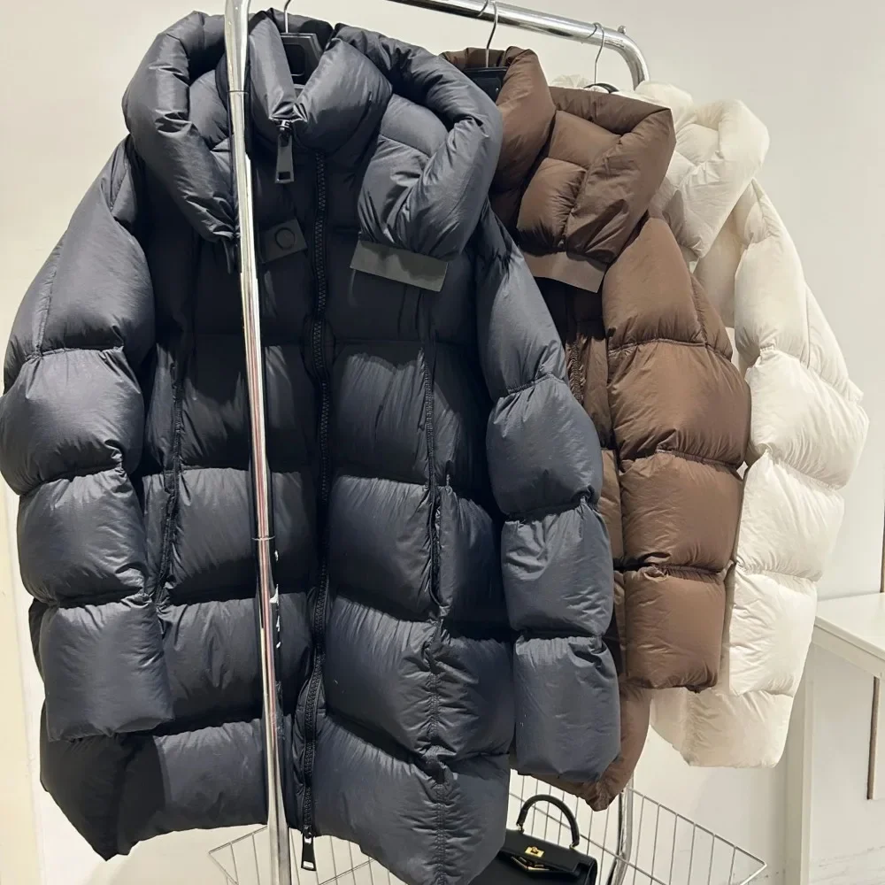 White Duck Down Coat Down Jacket Women Winter Luxury 2024 New Mid Length Hooded Puffer Jacket Loose Thick Warm Waterproof Parka