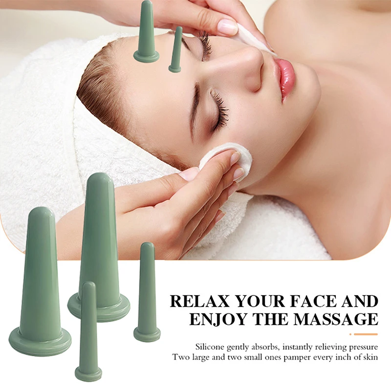 【Silicone Vacuum Cupping Massage Jars Anti  Massage Facial Suction Cups Face Neck Lift Skin Scraping Gua Sha Tool】