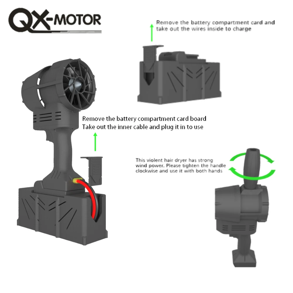 QX-MFLU 80mm 90mm lightweight portable violent blower jet violent fan, used for dust removal, water removal, and snow removal