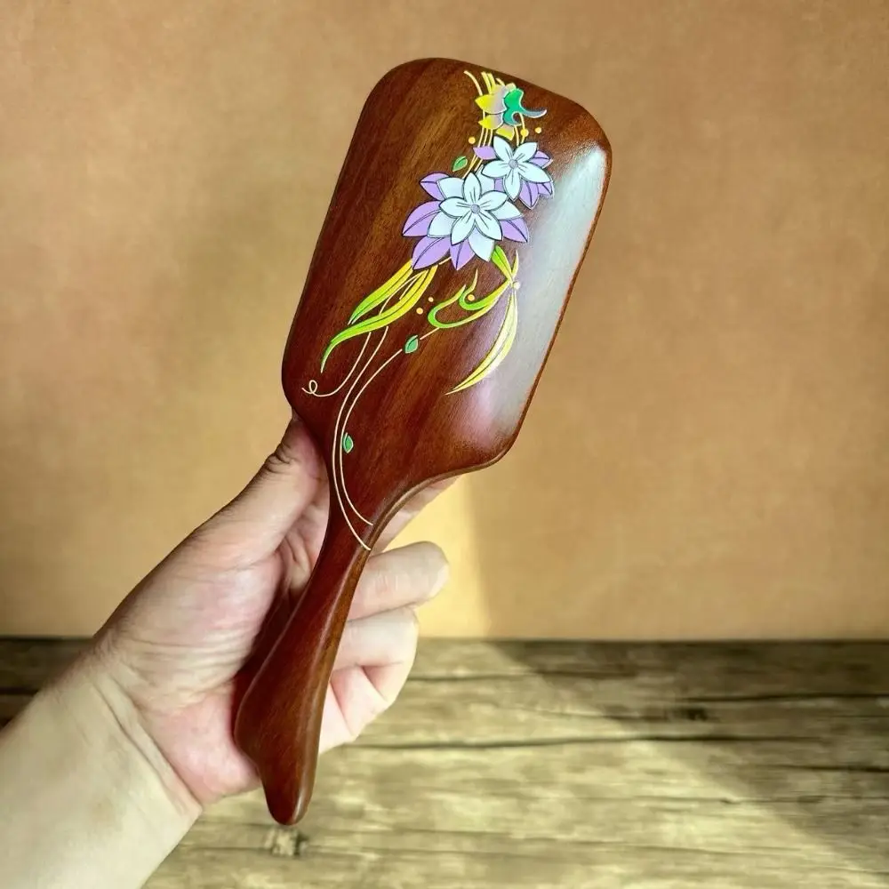 

Портативная расческа для волос из сандалового дерева, антистатическая расческа на воздушной подушке для кожи головы, снимающая кровообращение головы, подушка безопасности, массажная расческа для вьющихся волос