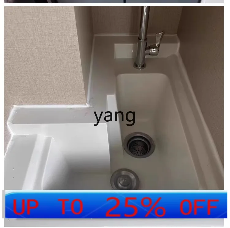 lmm custom corner-cut quartz stone balcony countertop laundry sink with rubbing board laundry sink single basin machine