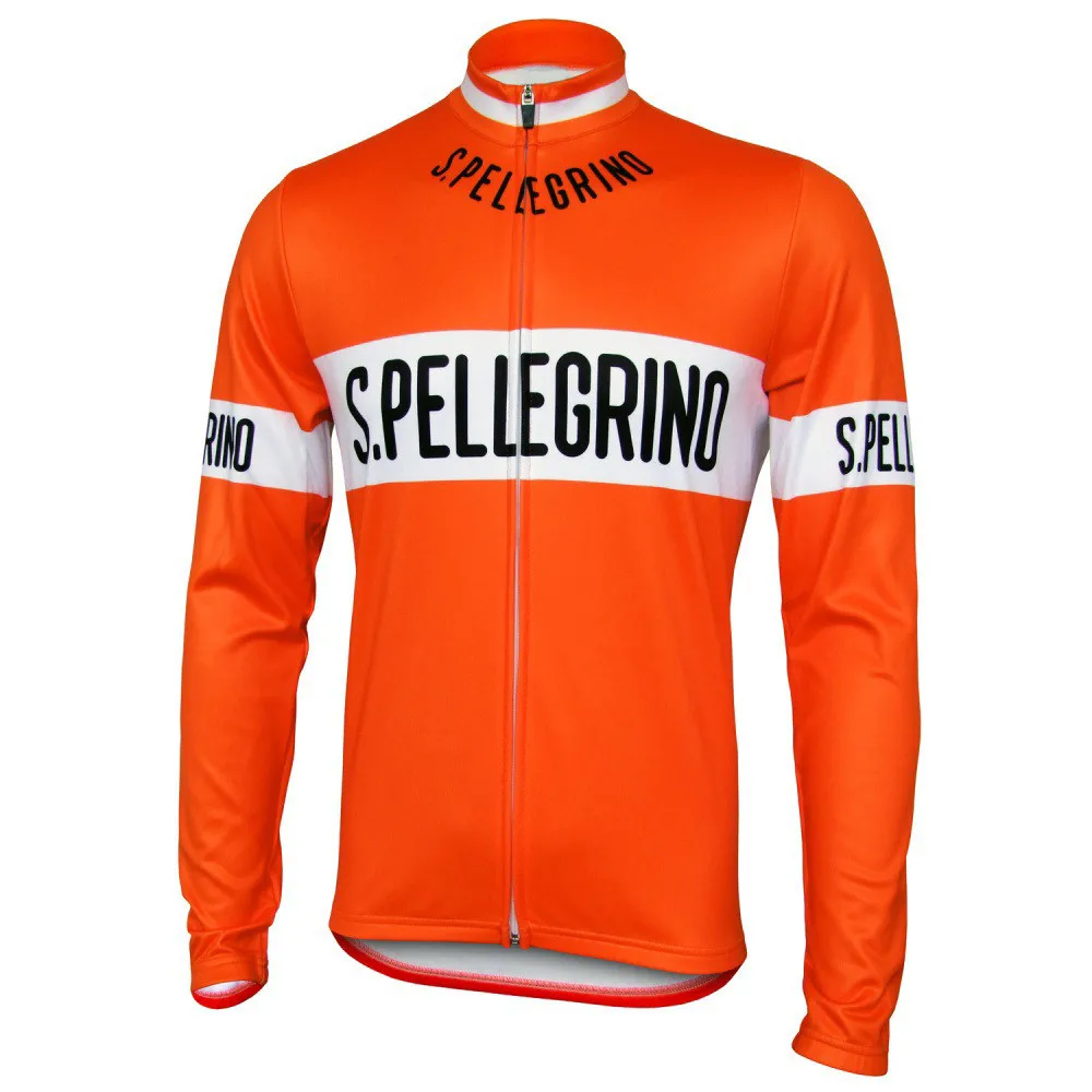 S.PELLEGRINO TEAM Retro Classic Winter Fleece Thermal Cycling Jerseys Long Sleeve Racing Bicycle Clothing Maillot Ropa Ciclismo