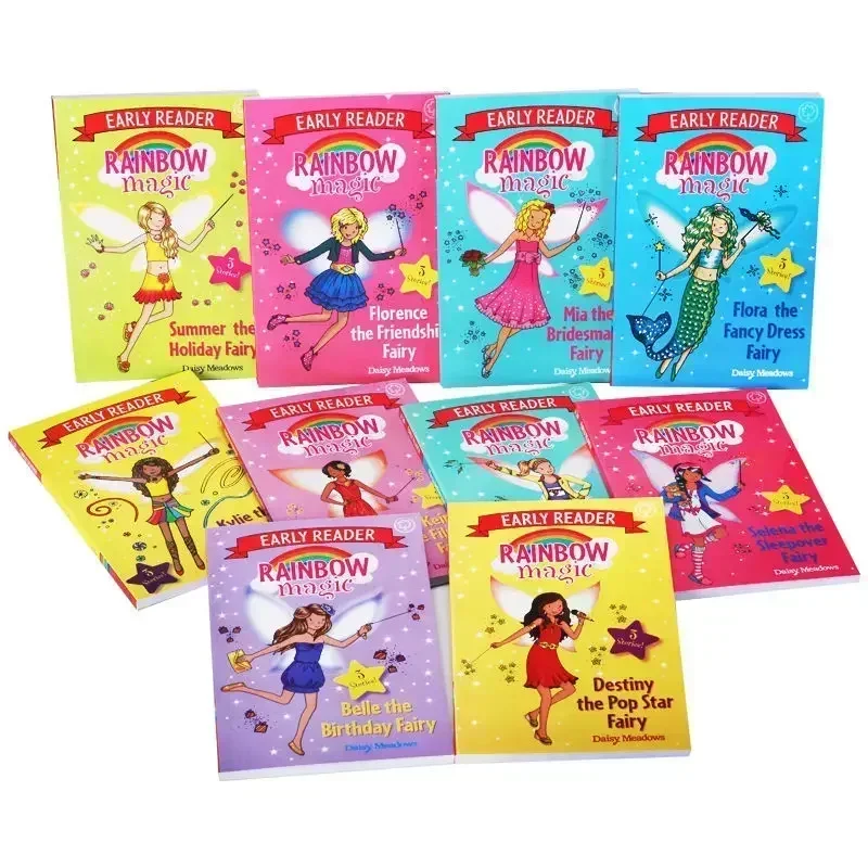 

Книги из 10 книг/набор, раннее чтение, Радужная магия, английские классные чтения, уровень 2, детская интересная тетрадь с рассказами для девочек, детей 5 лет