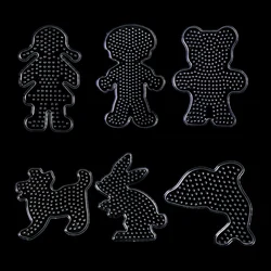 6-Pack 5mm Fuse Bead Pegboards Transparent Plastic Ironing Bead Templates for DIY Crafts Jewelry Making Accessories