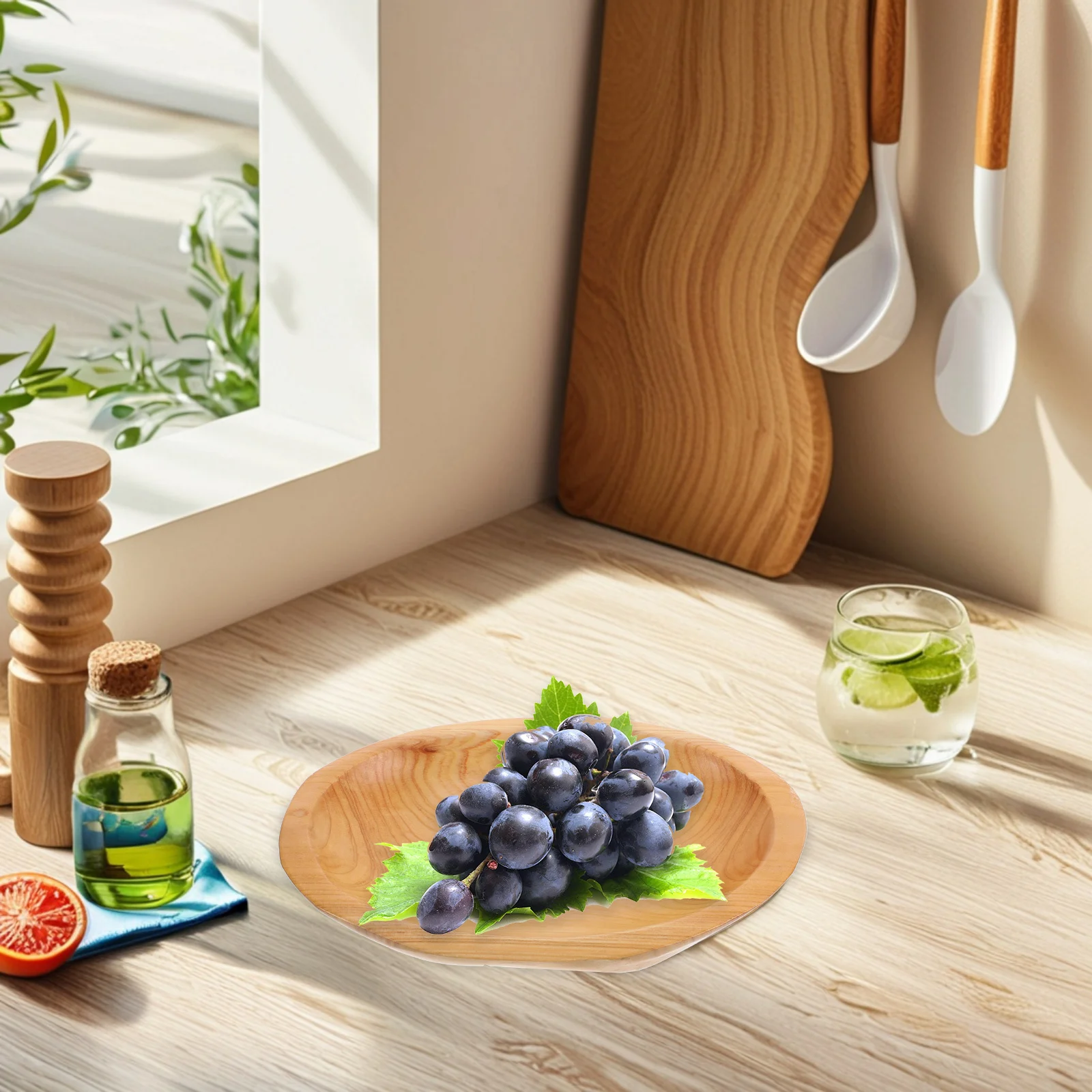 

Oval Wood Fruit Tray Snack Cake Serving Dish Decorative Food Plate Kitchen Storage Organizer Tableware Accessory