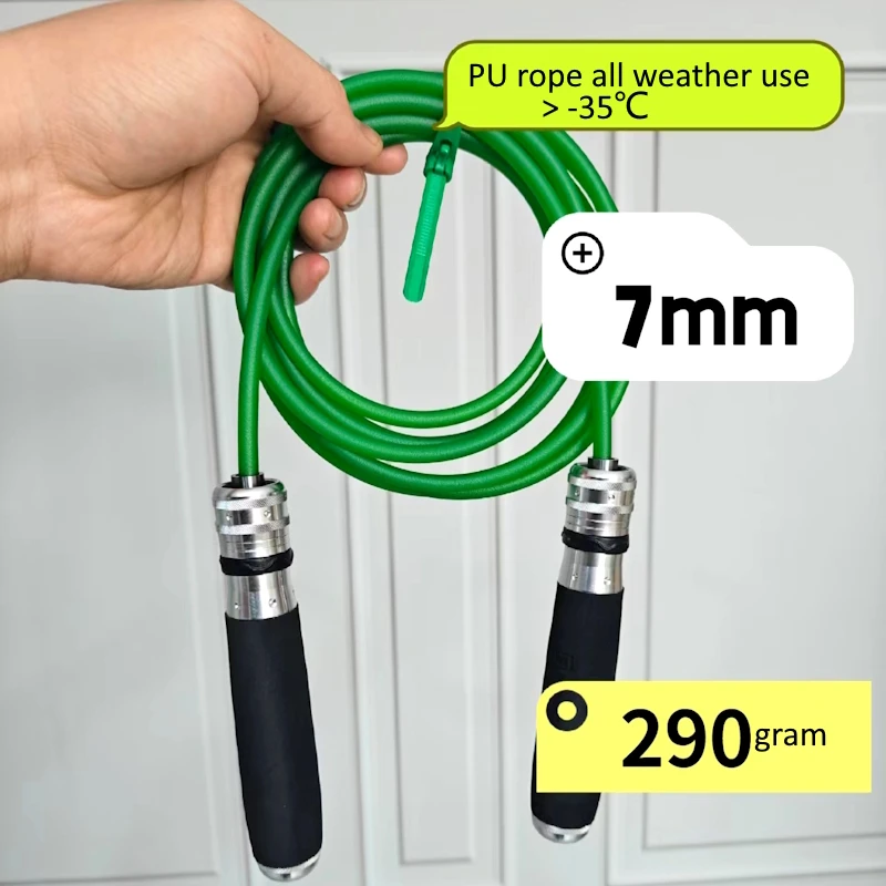 7MM 8mm pvc pu rope normal and all weather use with  bearing al metal 15cm handle thick heavy fitness hiit  skip rope jump rope