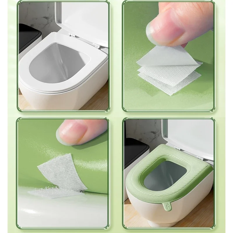 غطاء مقعد المرحاض لينة مقاوم للماء إيفا وسادة المرحاض ملصق شتاء دافئ الحمام إغلاق البراز حامي اكسسوارات الحمام #5