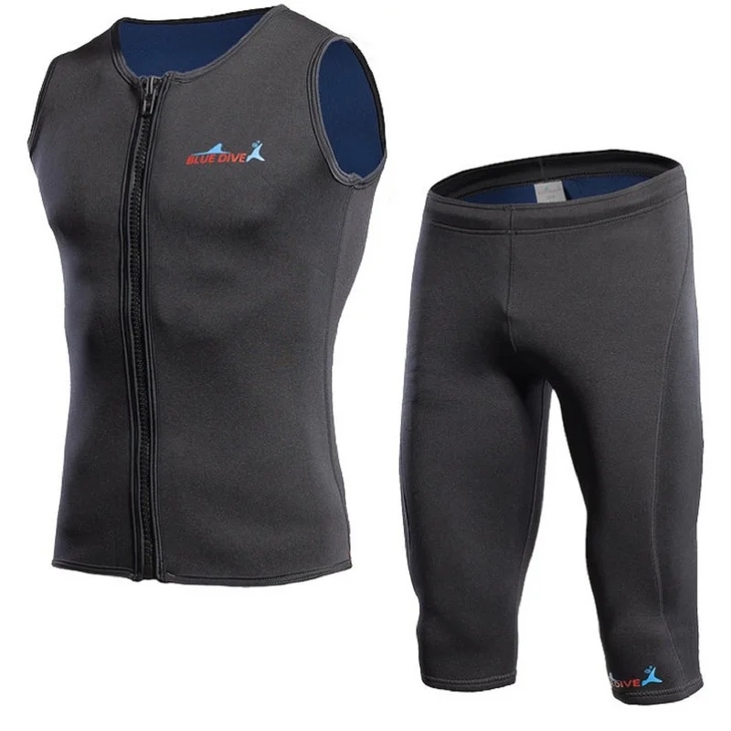 Wetsui da uomo in neoprene da 2 mm senza maniche, gilet da bagno, giacca, pantaloncini, protezione UV, muta da sub, costume da bagno, muta da surf