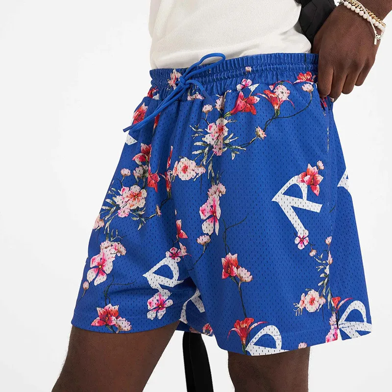 

American Summer Men's Sports Shorts Men Casual Fitness Hip-hop Loose Large size Mesh Quick drying Basketball Five Quarter Pants