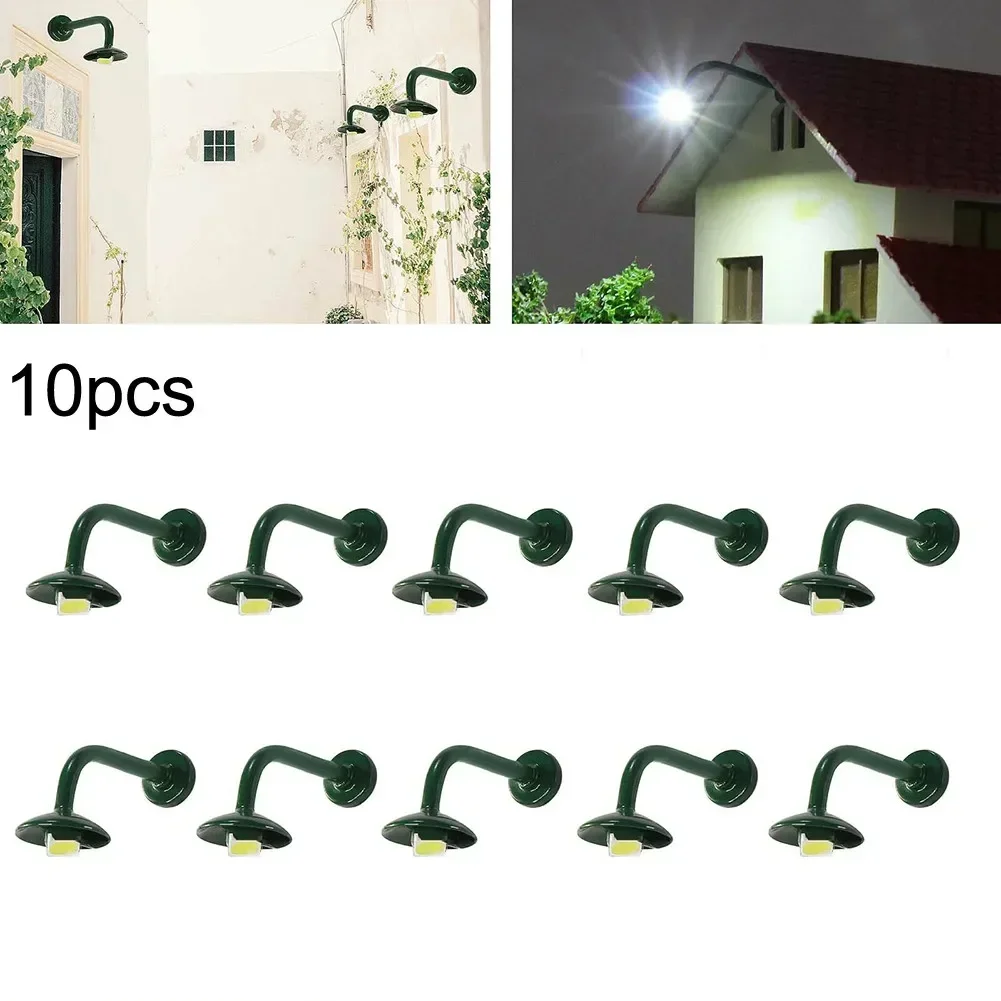 10pcs/set Complete Lamps 1:87 HO Scale Wall Lamps Outdoor Street Lamps 1-Lamp For H0 Houses Building Ornament