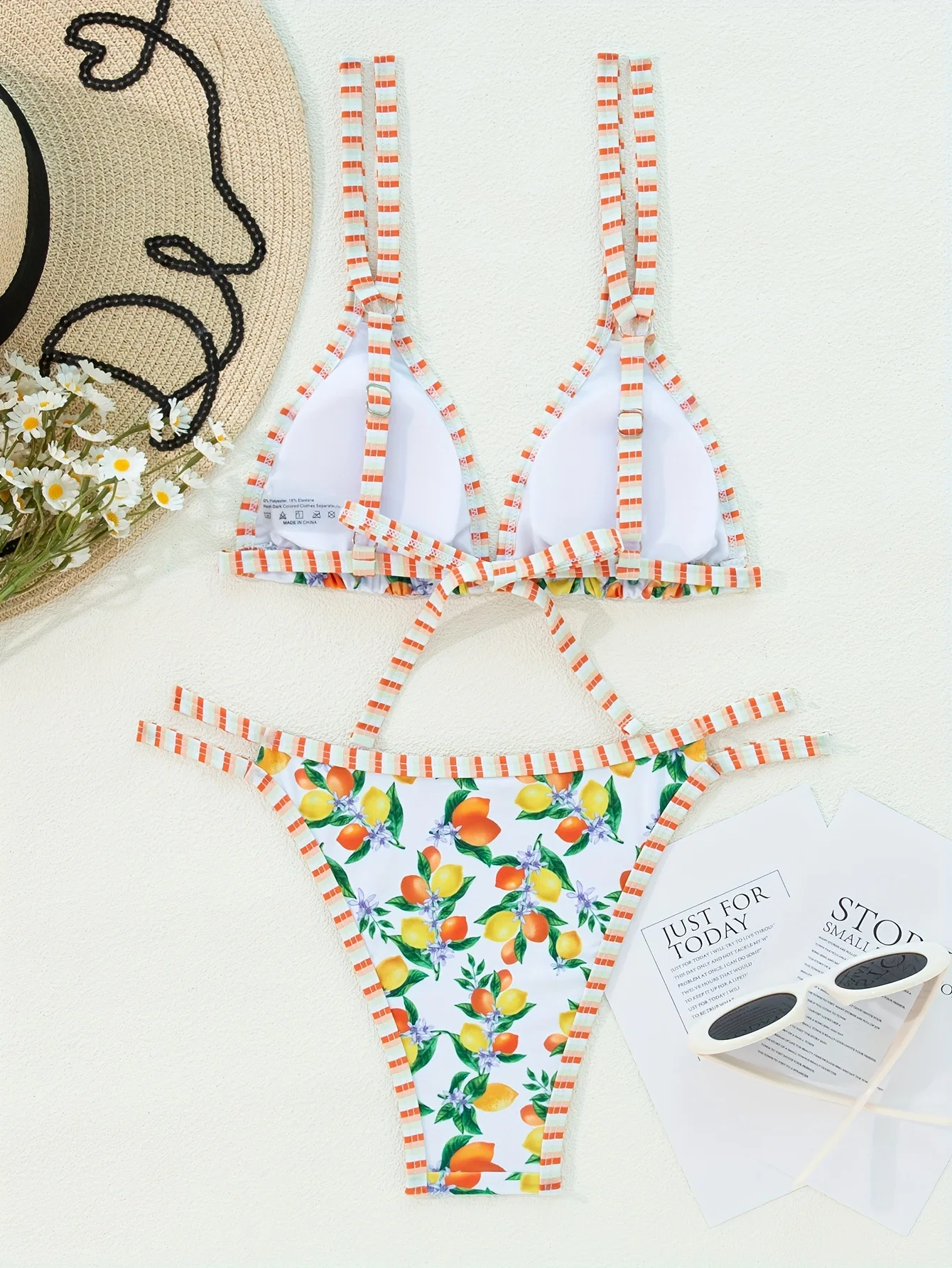 Glamorous Bikini Tropical Floral Triangular Bikini High Waisted Sculpting Bikini Adjustable Straps Beachwear Swimsuit!