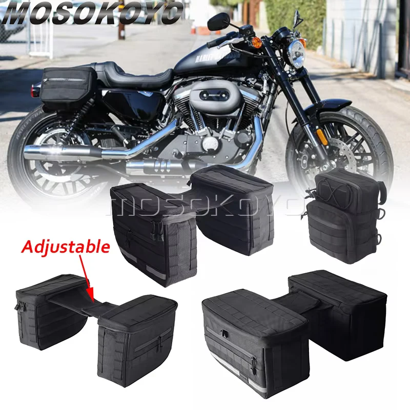 Cafe Racer Motorcycle Rear Saddlebag Side Case Travel Storage Luggage Bags For Harley Chopper Bobber Custom Street Handlebar Bag