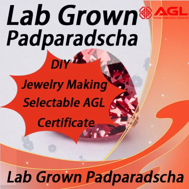 

Heart Red Lotus Flower Color Lab Grown Padparadscha VVS1 for Charms Diy Jewelry Making Materials Selectable AGL Certificate
