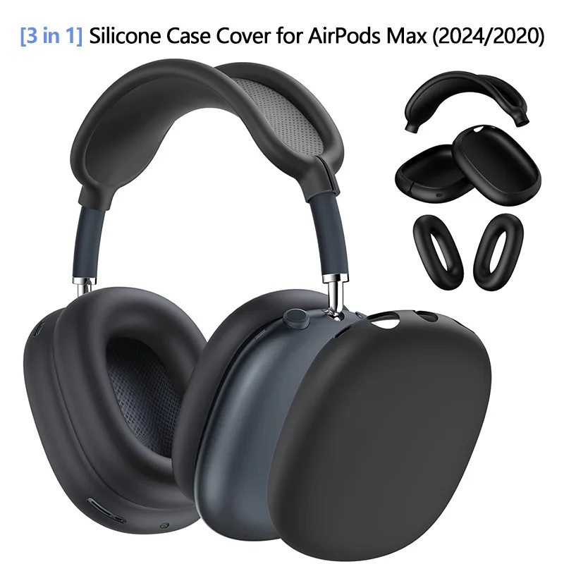 3-in-1-Silikon-Schutzhülle für AirPods Max 1/2 Headset: Ohrpolster-Schutz / Ohrenschützer / Kopfband, stoßfest und berührungssicher – Detail 2