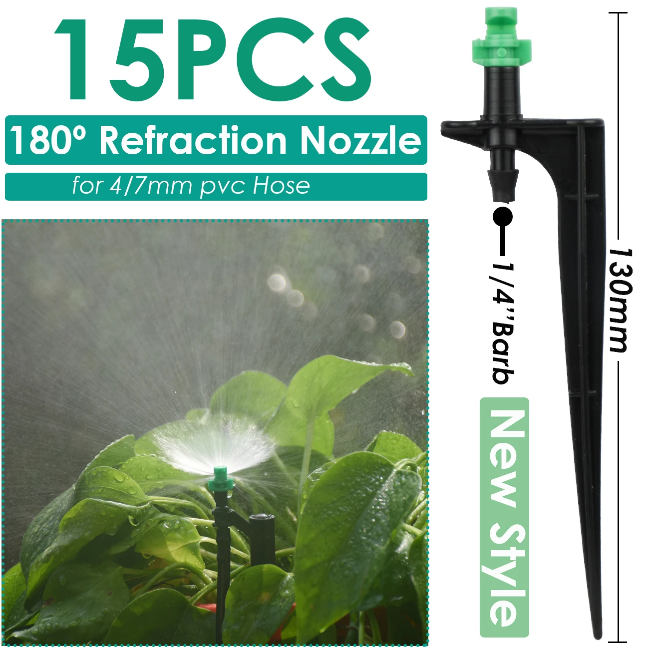 KESLA 15PCS Garden Watering Drip Irrigation Sprinkler Misting Nozzle on Stake Dripper Inserting ground fit 4/7mm Hose Greenhouse