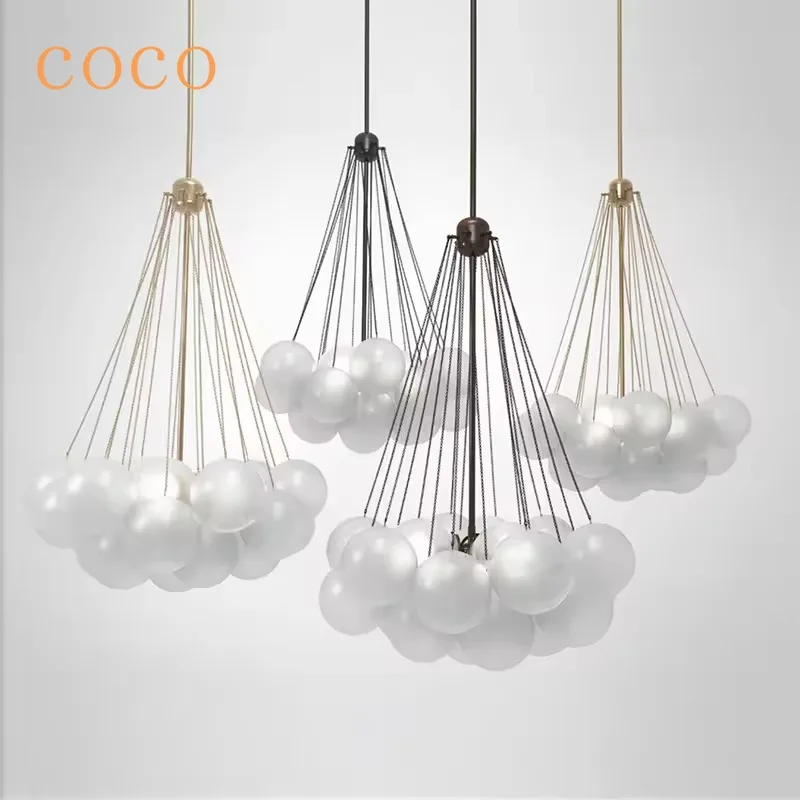 

Modern minimalist frosted glass bubble ball LED pendant light living room dining room bedroom dressing room decorative light