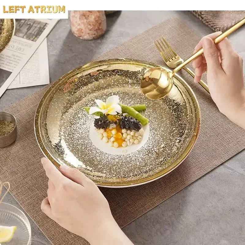 Circular Ceramic Dinner Plate Thick Soup Dessert Salad Plates Pasta Restaurant Specialty Tableware